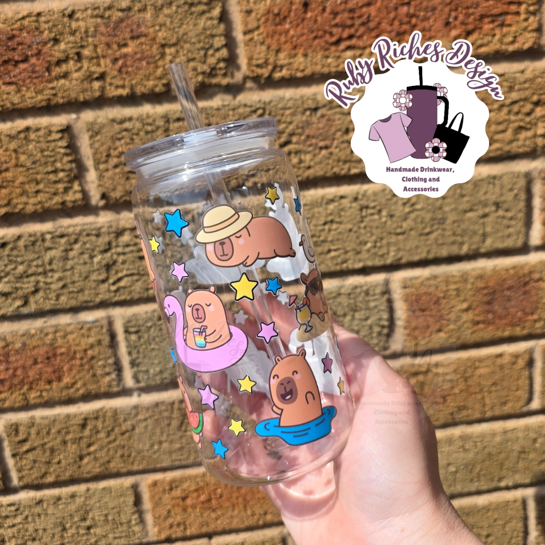 Summery Capybara Plastic Tumbler