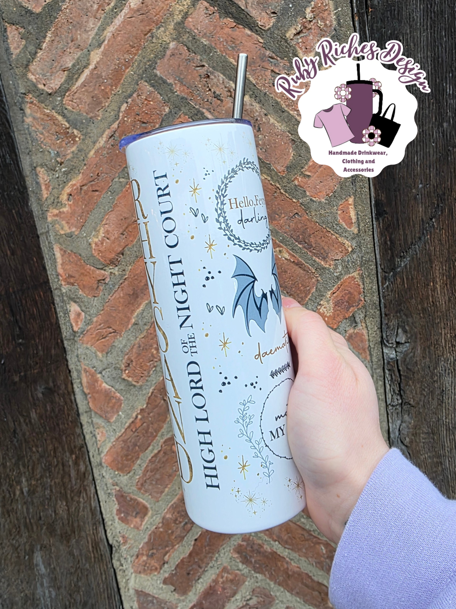 A Court Of Thrones And Roses Theme 20oz Double Wall Insulated Metal Tumbler