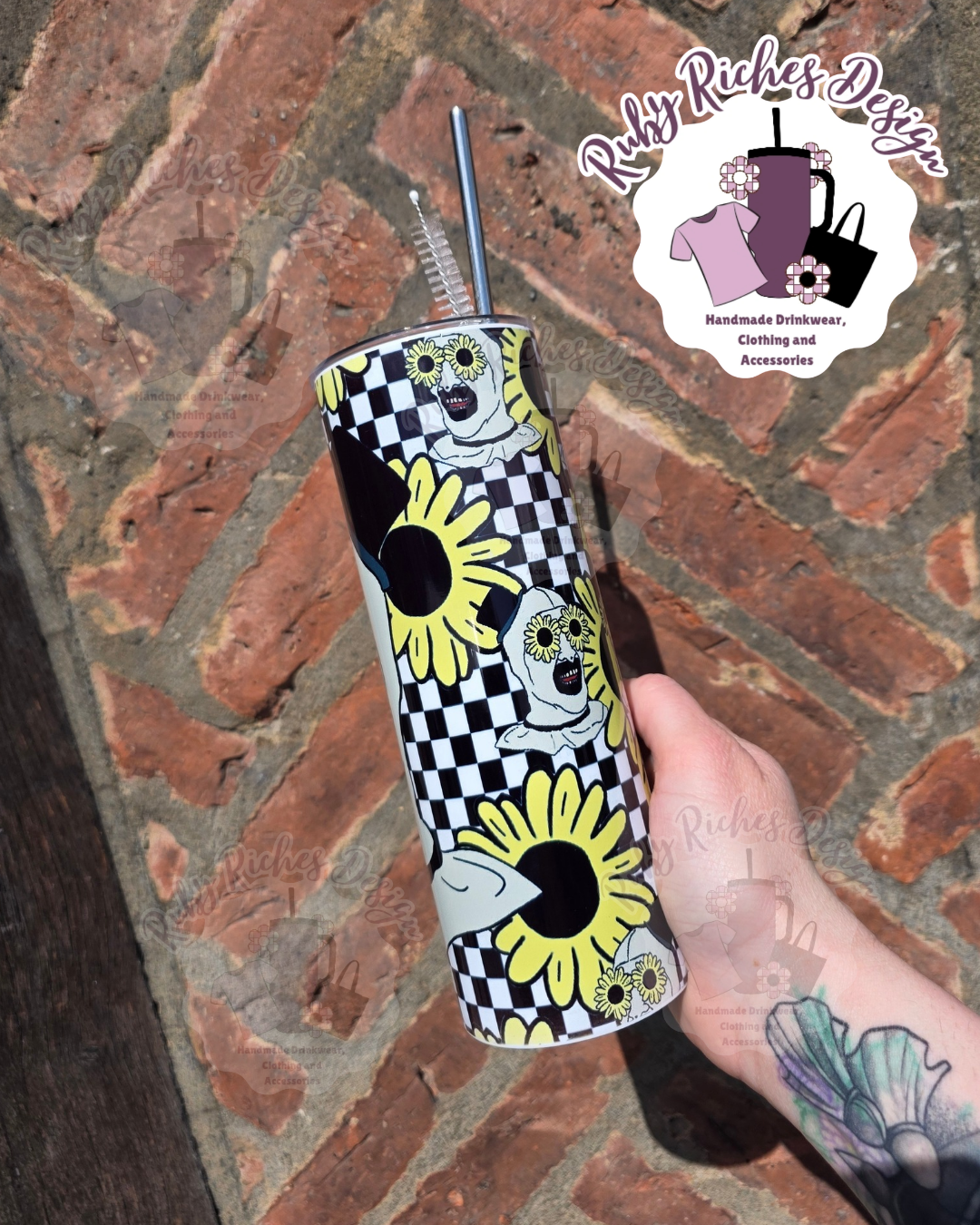 Art The Clown Sunflower 20oz Double Wall Insulated Metal Tumbler