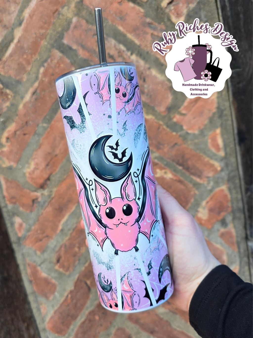 Purple & Black Bat Theme 20oz Metal Tumbler