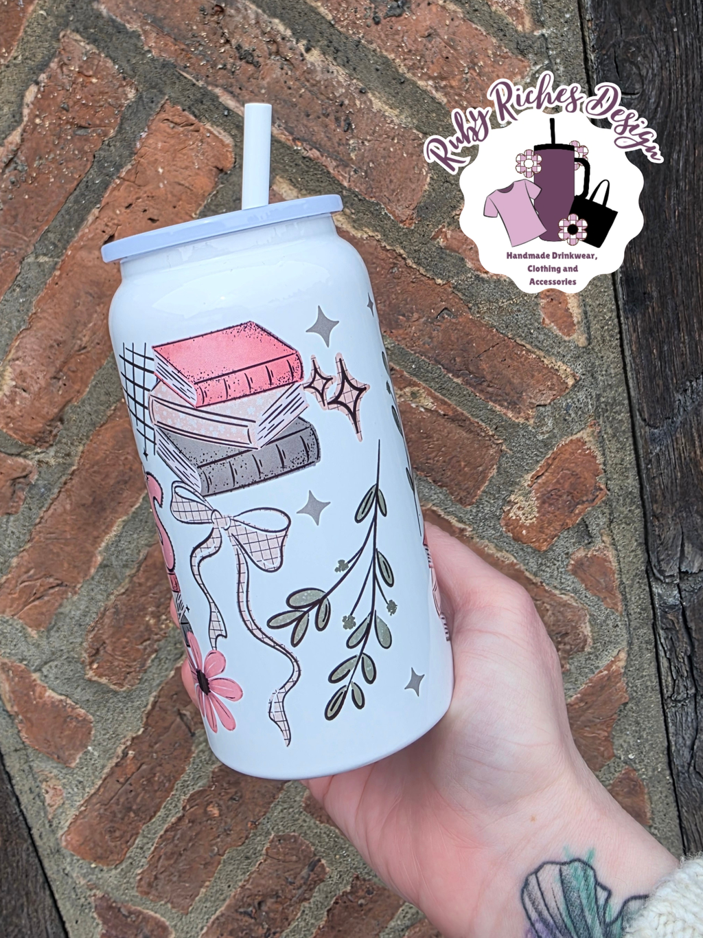 Sage Books Theme 16oz Double Wall Insulated Metal Tumbler