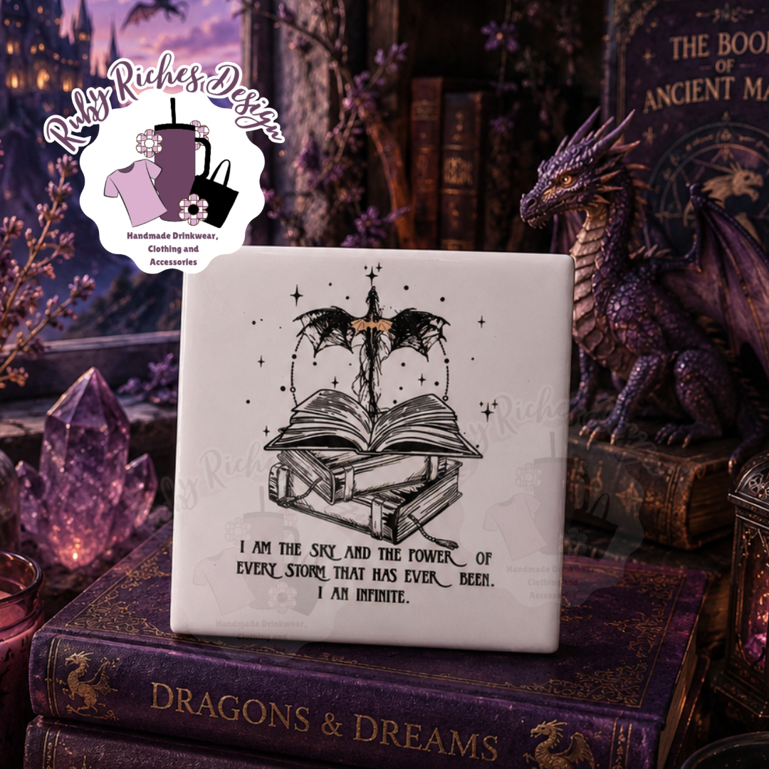 Dragon Theme Fourth Wing Style Ceramic Coaster