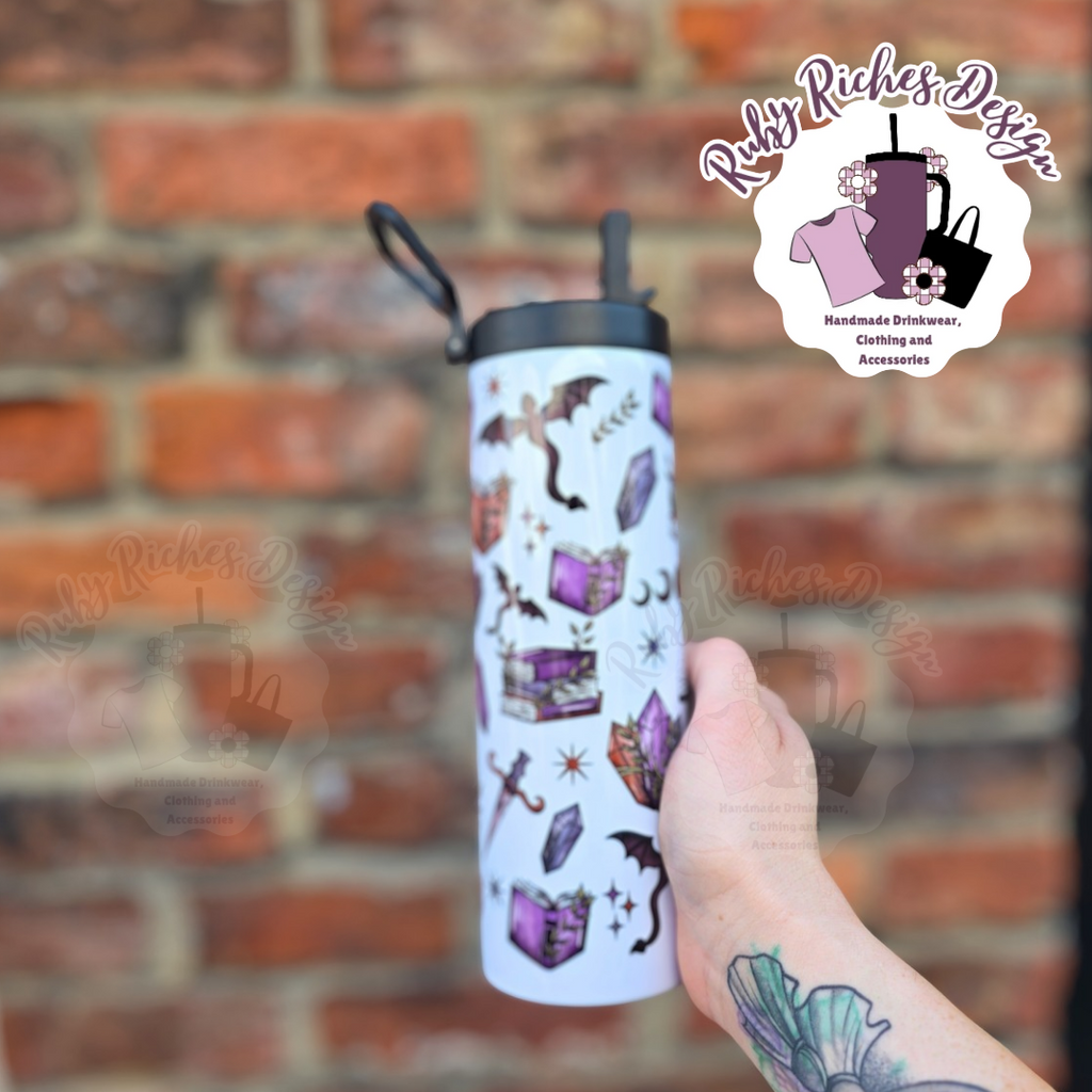 Dragon Bookish Theme 20oz Double Wall Insulated Flip Lid Bottle