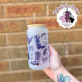 Blue Bows And Boots Western Theme 16oz Glass Tumbler
