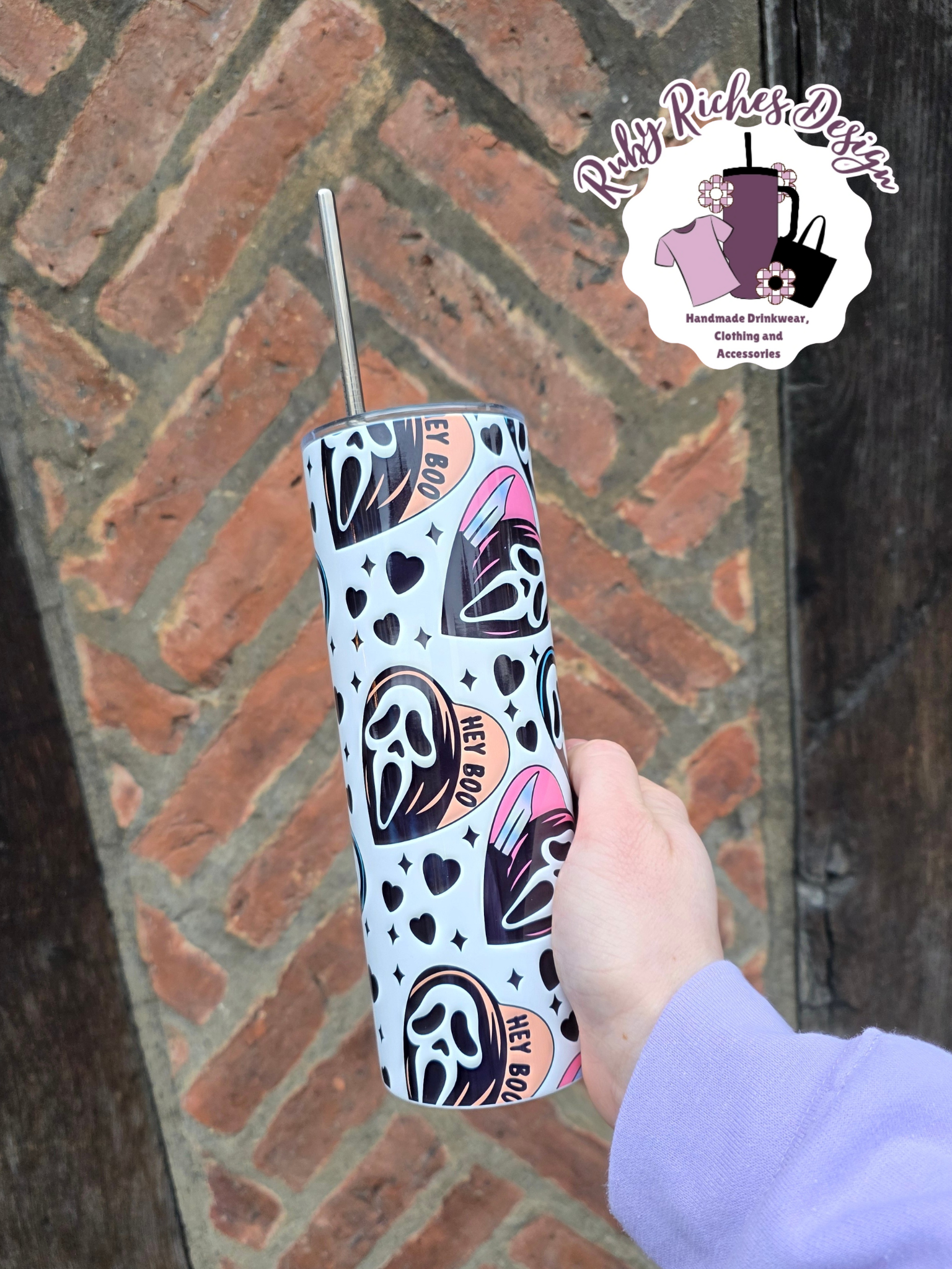 Ghost Face Boo 20oz Double Wall Insulated Metal Tumbler