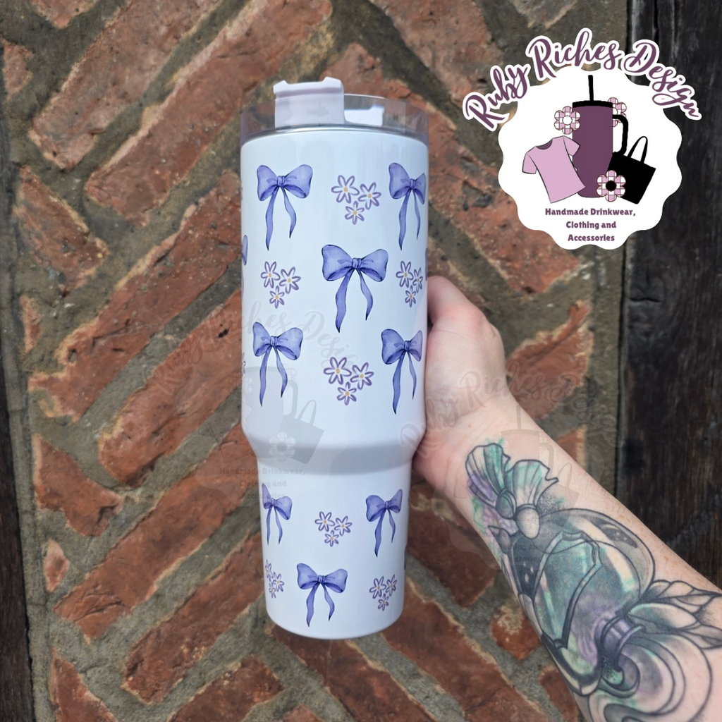 Lavender Bows 40oz Double Wall Insulated Metal Tumbler