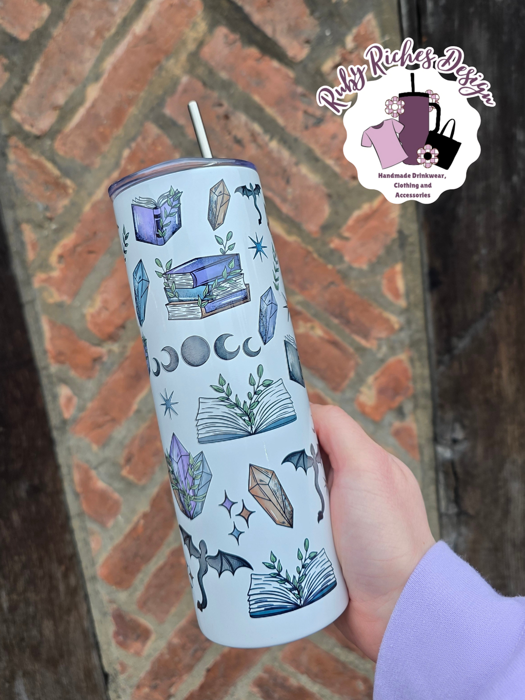 Dragon Fantasy Book Reader Theme 20oz Double Wall Insulated Metal Tumbler