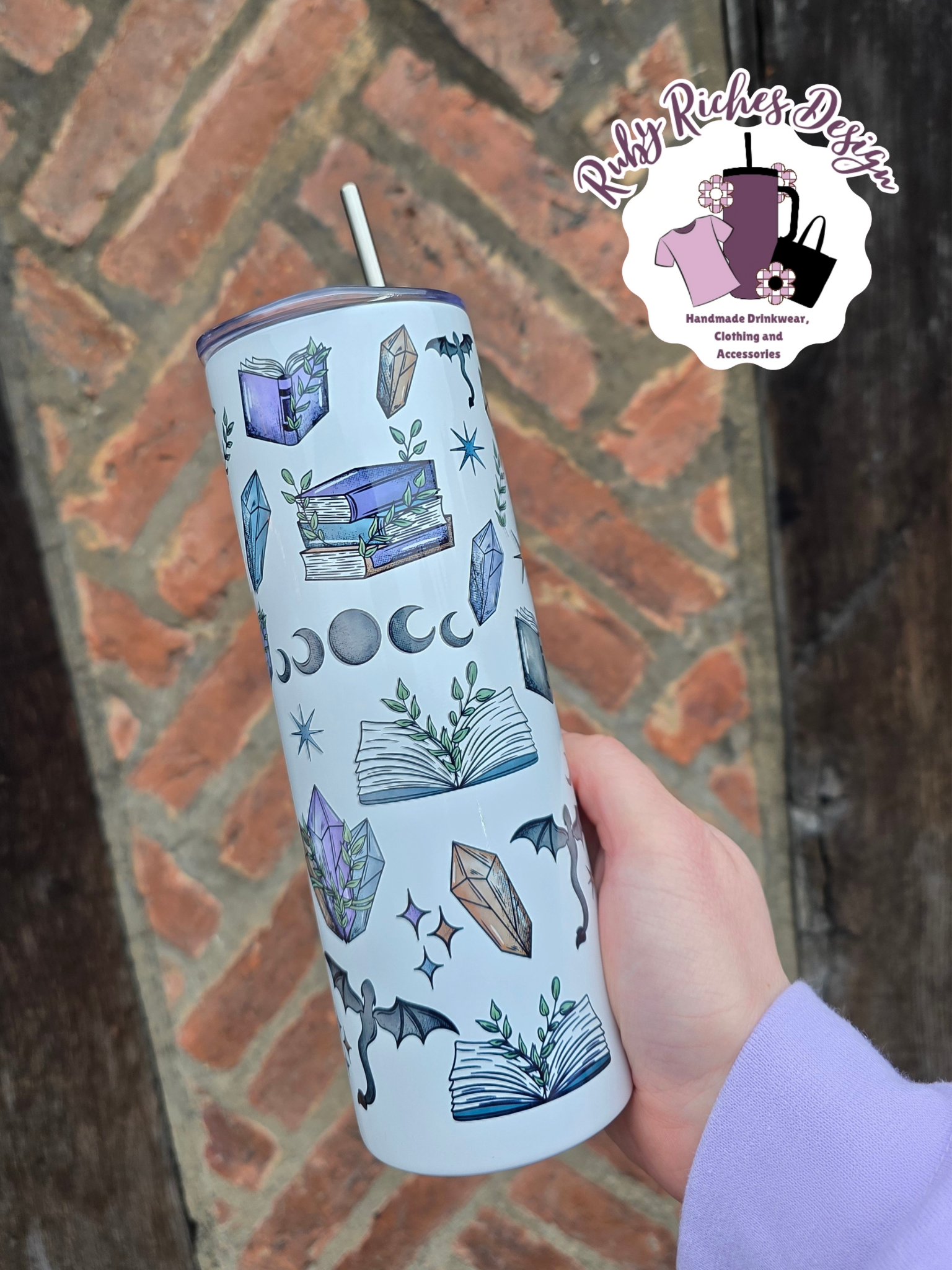 Dragon Fantasy Book Reader Theme 20oz Double Wall Insulated Metal Tumbler