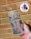 Bookish Fantasy Doodles Frosted Glass Tumbler