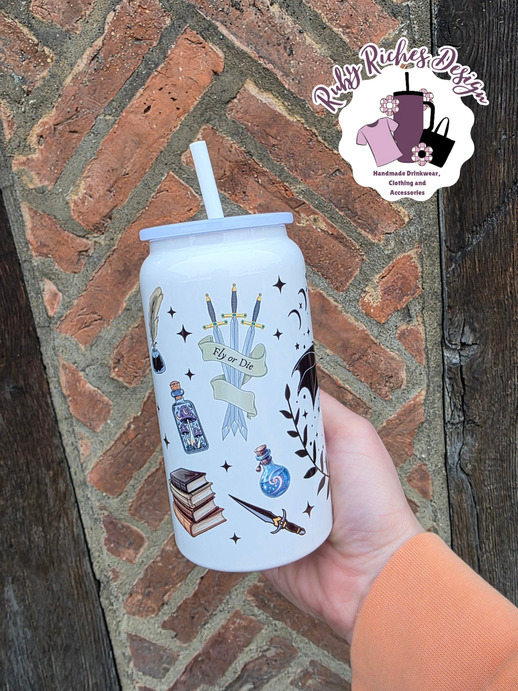 Fourth Wing Book Theme 16oz Double Wall Metal Tumbler