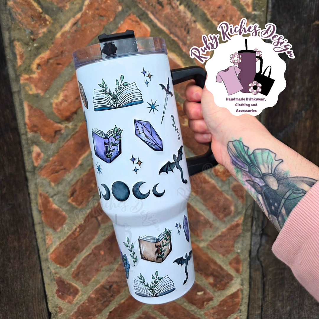 Dragon Fantasy Bookish Theme 40oz Metal Tumbler