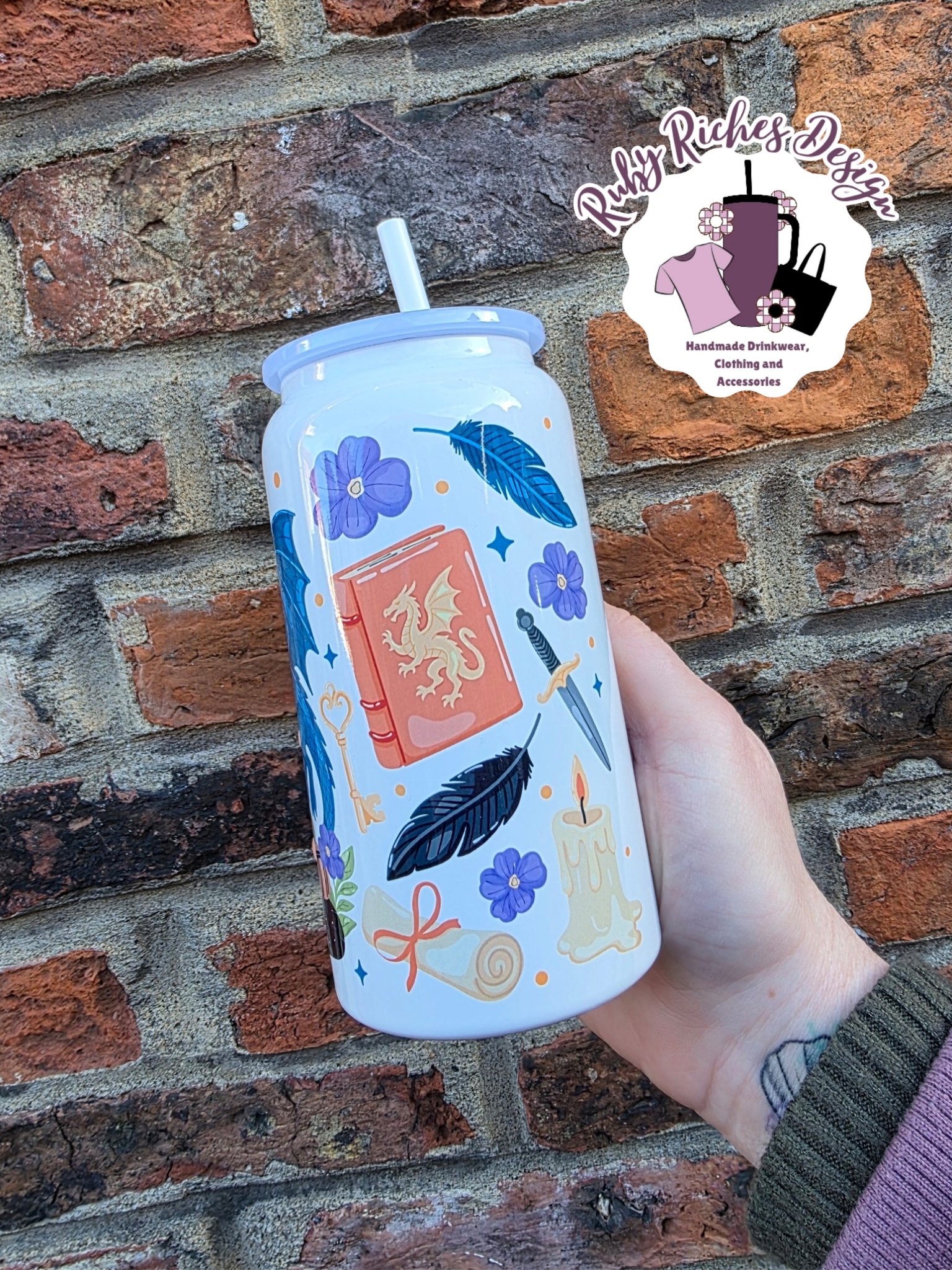 Dragon Fantasy Reader 16oz Double Wall Insulated Metal Tumbler