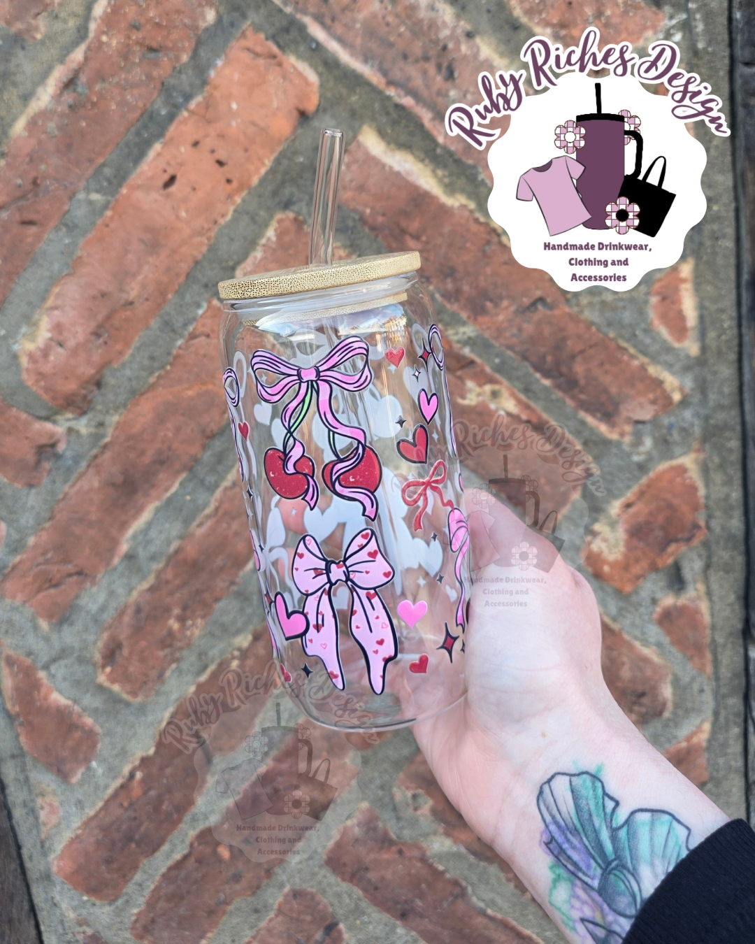 Cherry Bows Glass Tumbler