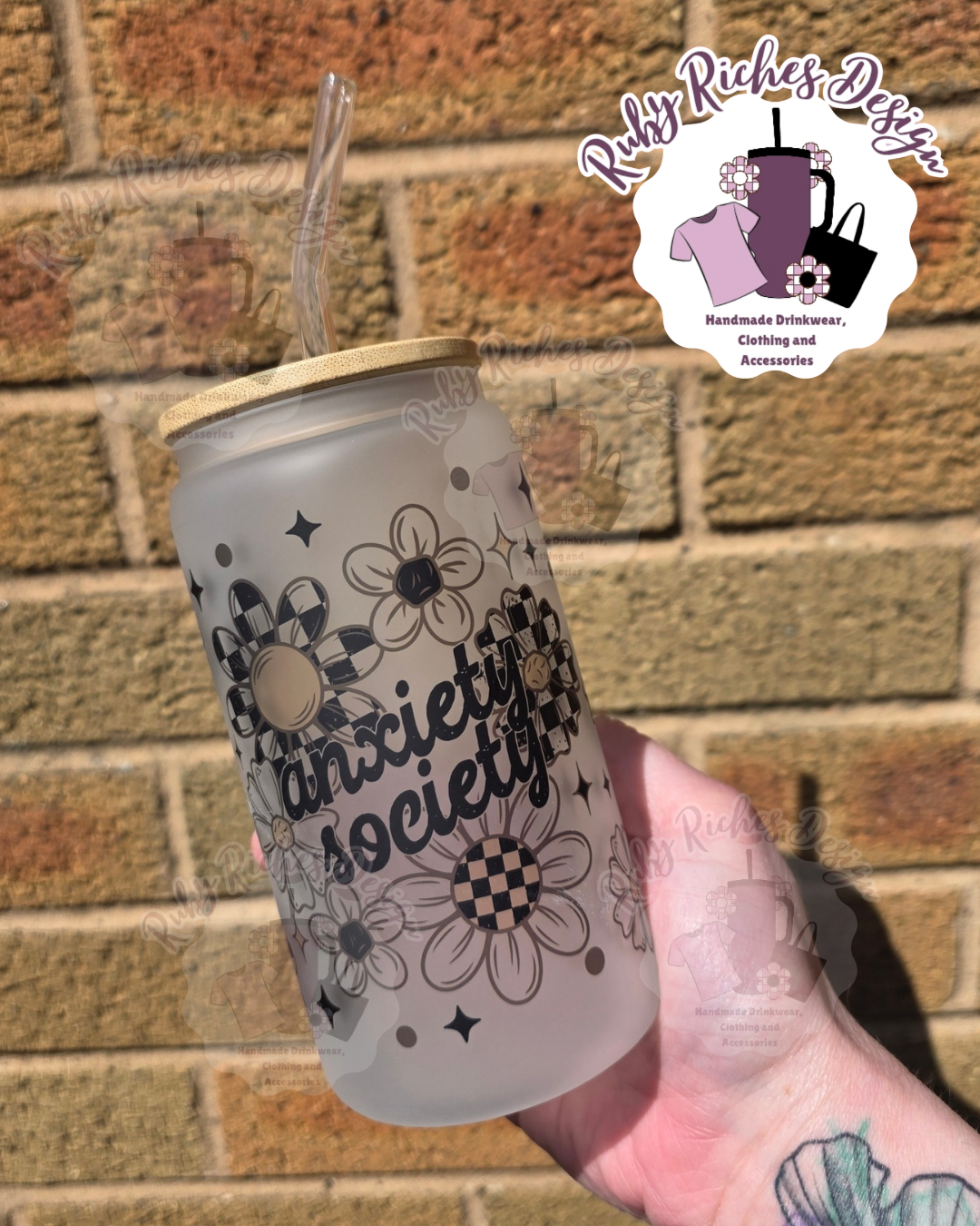 Anxiety Society Frosted Glass Tumbler