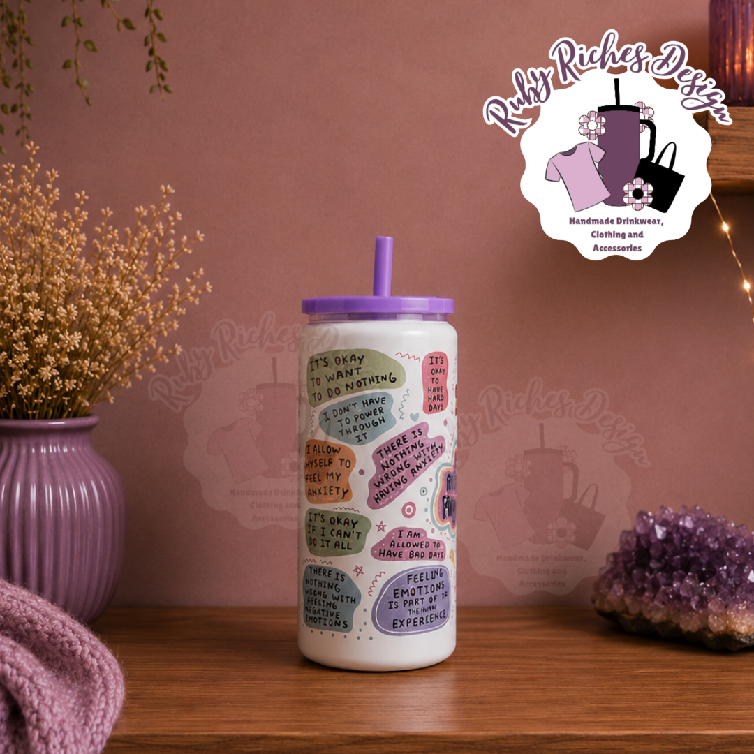 My mental breakdown 16oz Skinny Double Wall Insulated Metal Tumbler with purple lid and straw