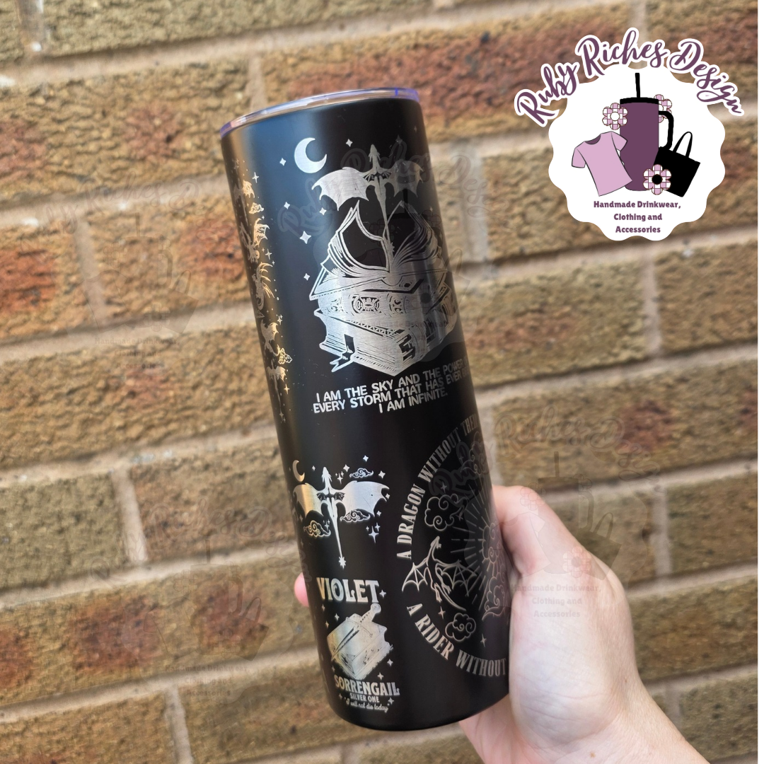 Fourth Wing Theme Engraved Double Wall Insulated Metal Tumbler