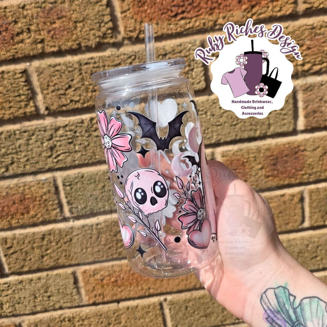 Pink Ghostie Plastic Tumbler