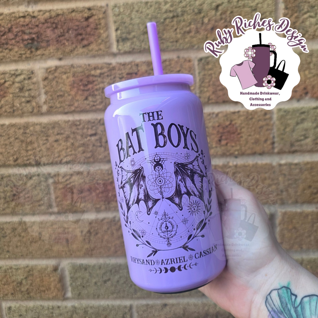 Bat Boys ACOTAR theme 16oz Purple Double Wall Insulated Metal Tumbler