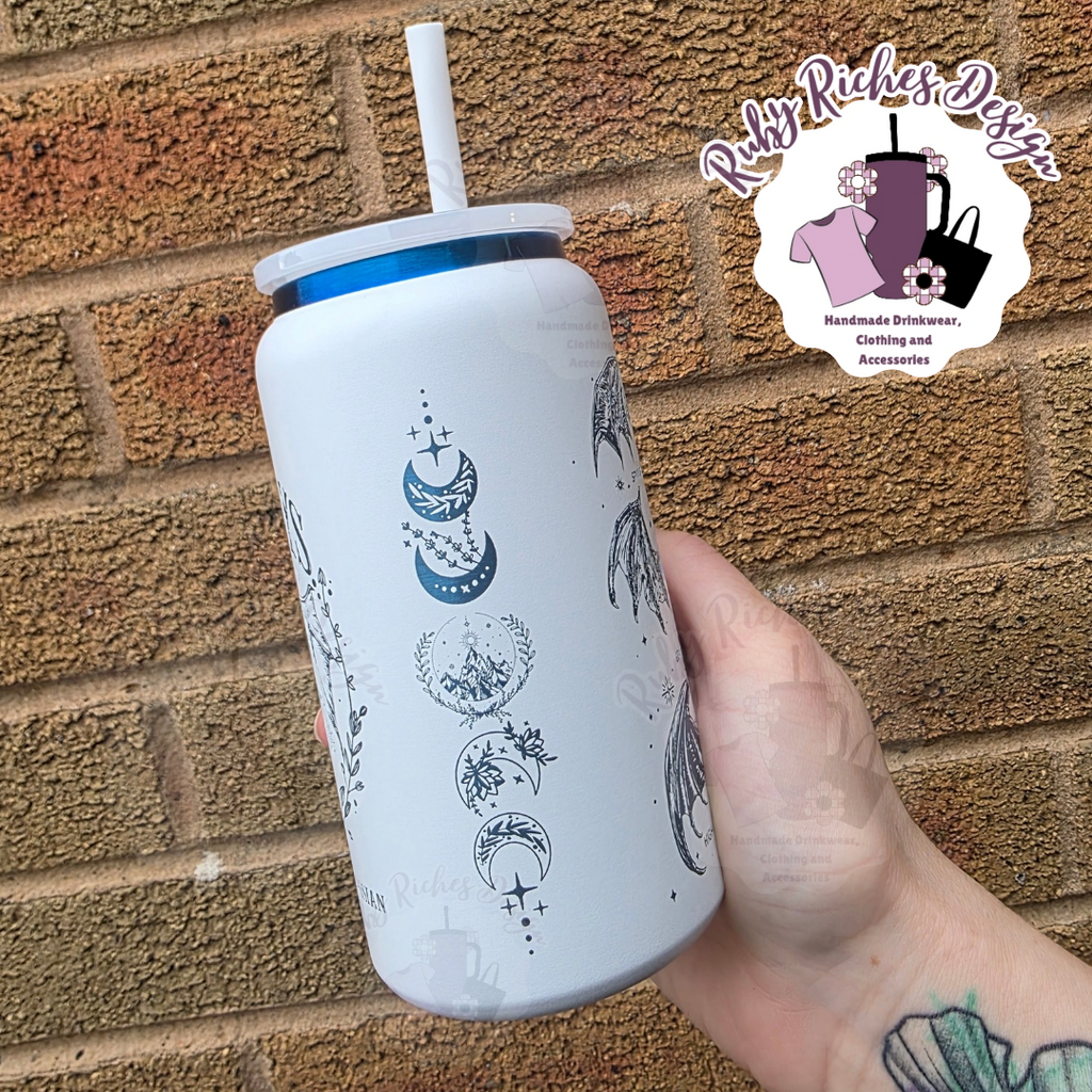 Blue Plated White Bat Boys Engraved Metal 16oz Tumbler