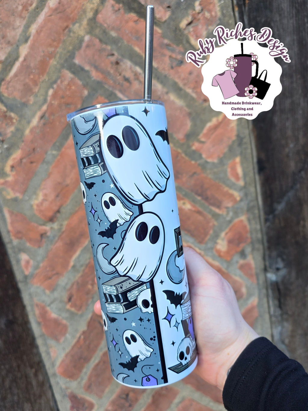 Do Not Disturb Ghostie Book Theme 20oz Double Wall Insulated Metal Tumbler