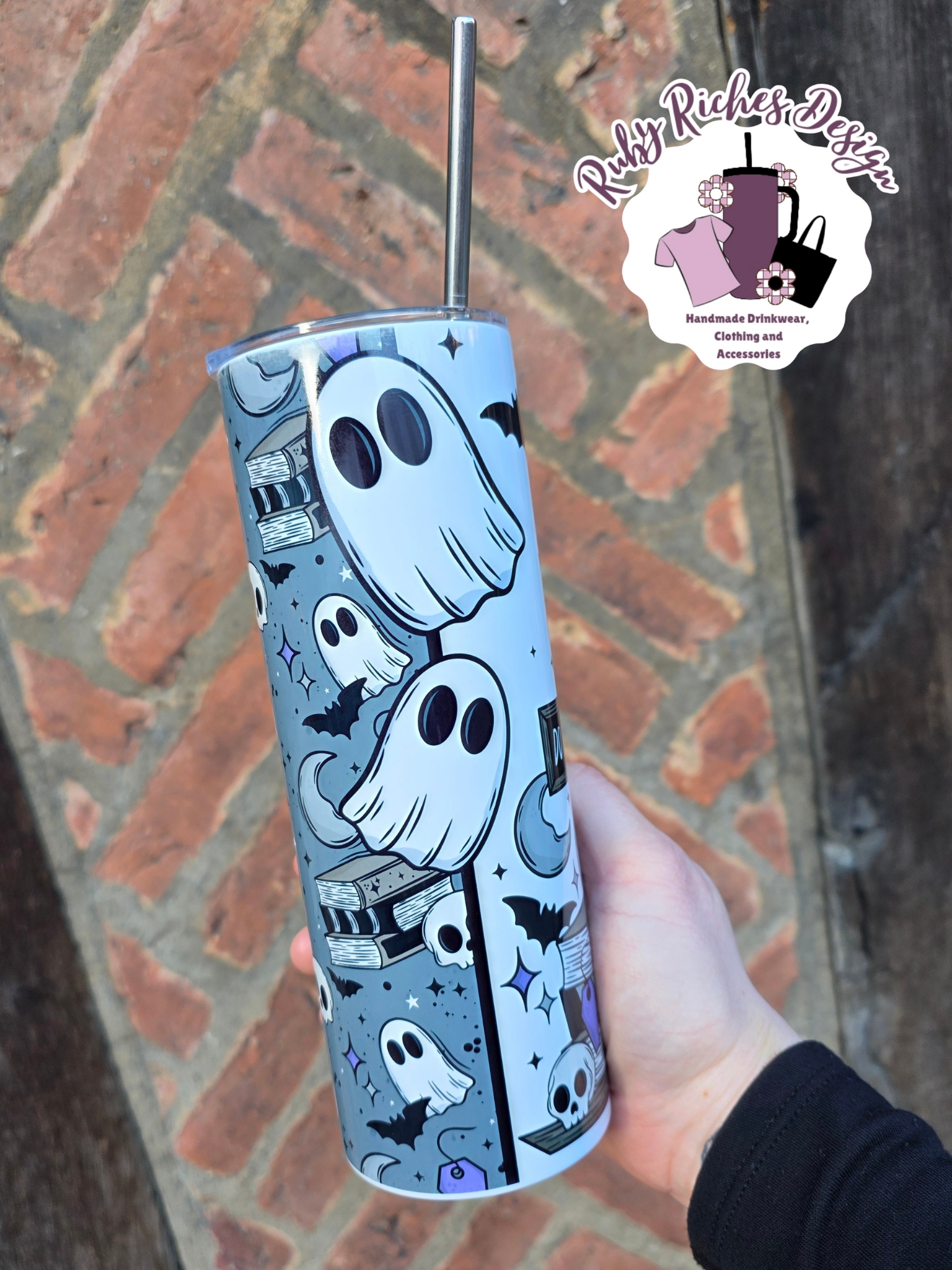 Do Not Disturb Ghostie Book Theme 20oz Double Wall Insulated Metal Tumbler