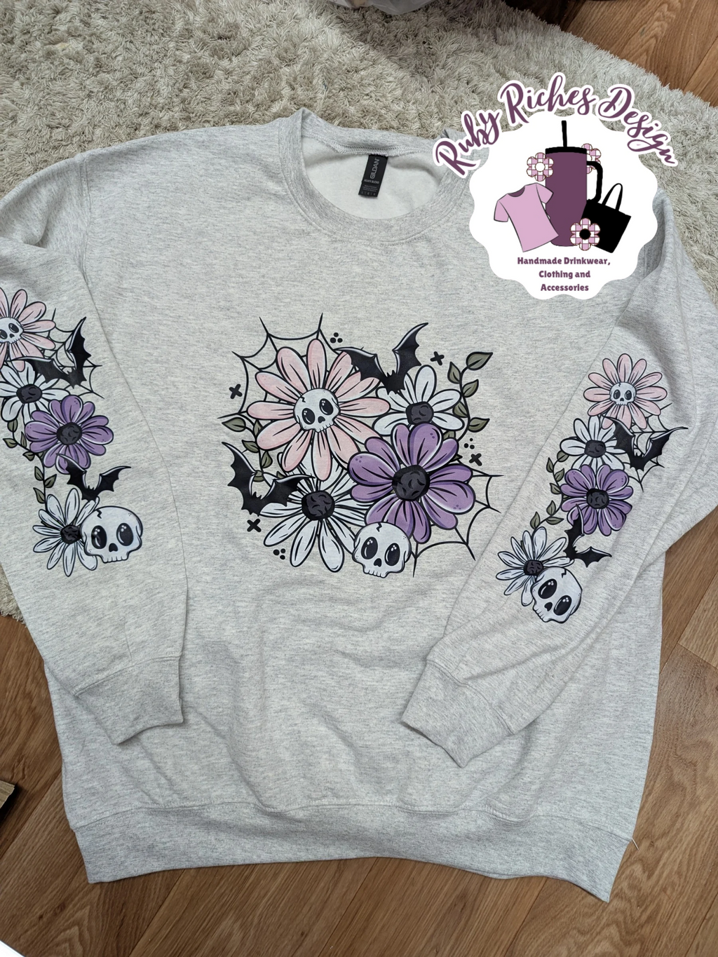 Pink And Purple Batty Design Sweatshirt