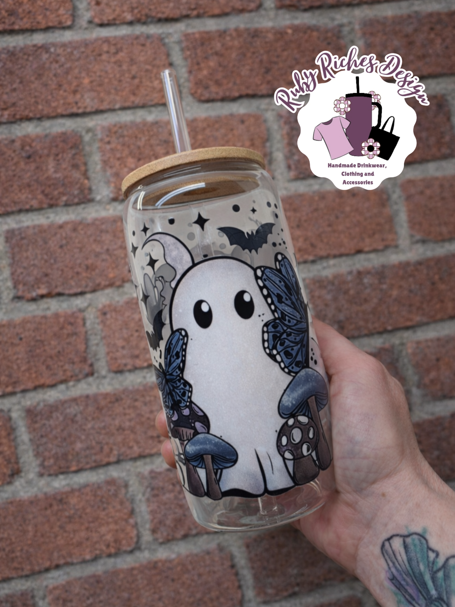 Cottagecore Theme Ghost Glass Tumbler