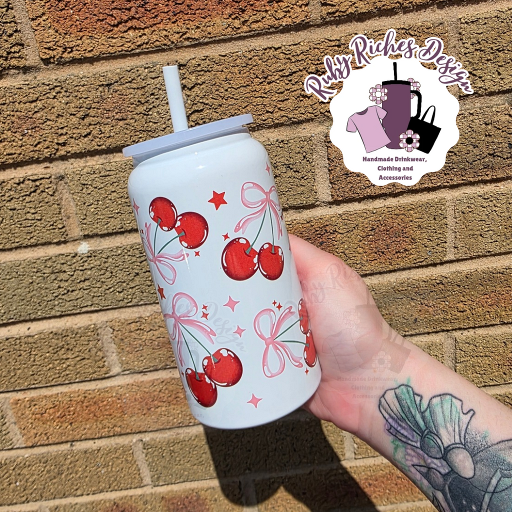 Cherry Bow Stars 16oz Double-wall insulated metal tumbler with vaccum lid