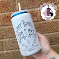 Blue Plated White Bat Boys Engraved Metal 16oz Tumbler
