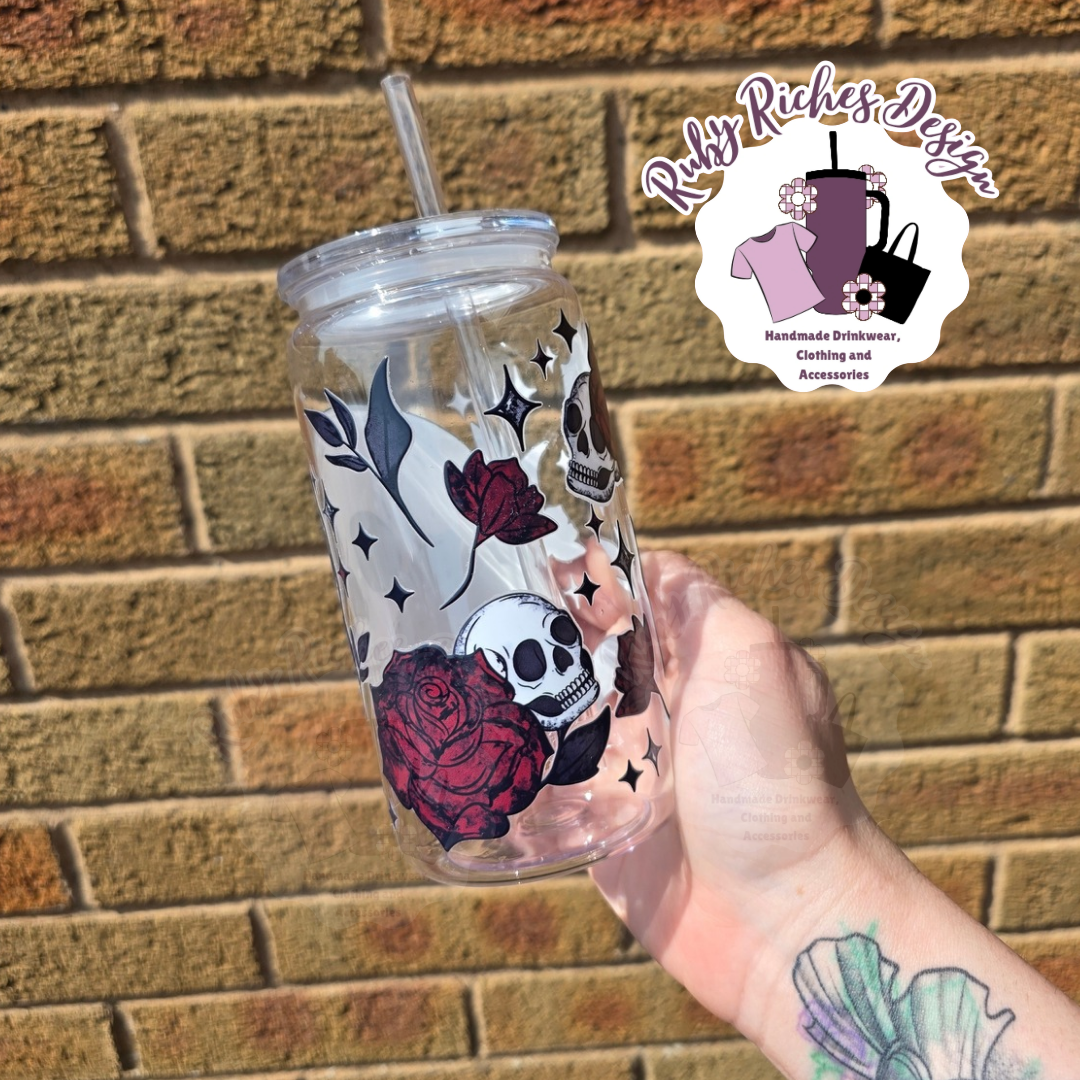 Gothic Skellie Design Plastic Tumbler 16oz