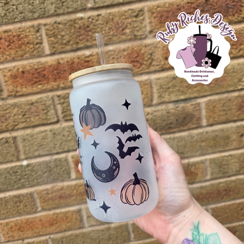 Boo Haunted House Theme 16oz Frosted Glass Tumbler