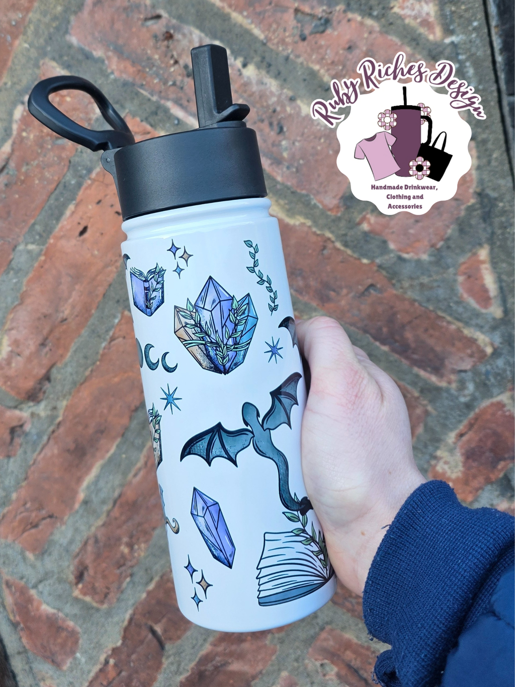 Dragon Fantasy Book Theme Flip Lid Tumbler