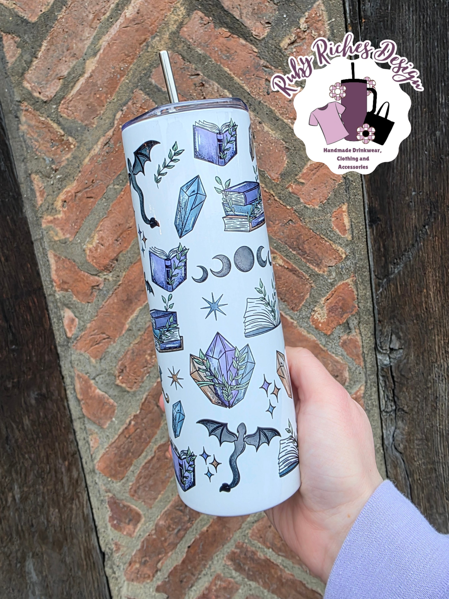 Dragon Fantasy Book Reader Theme 20oz Double Wall Insulated Metal Tumbler