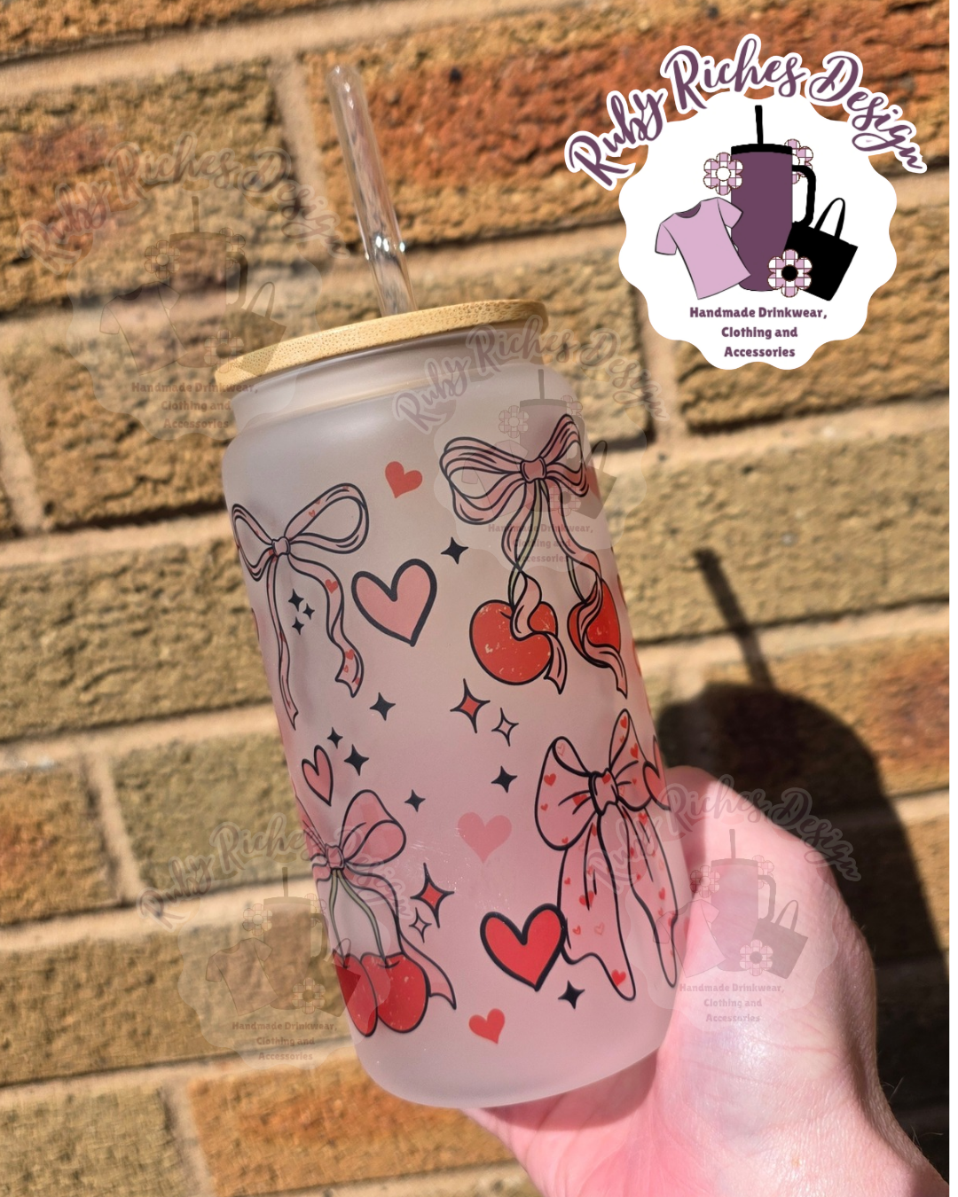 Cherry bows Frosted Glass Tumbler