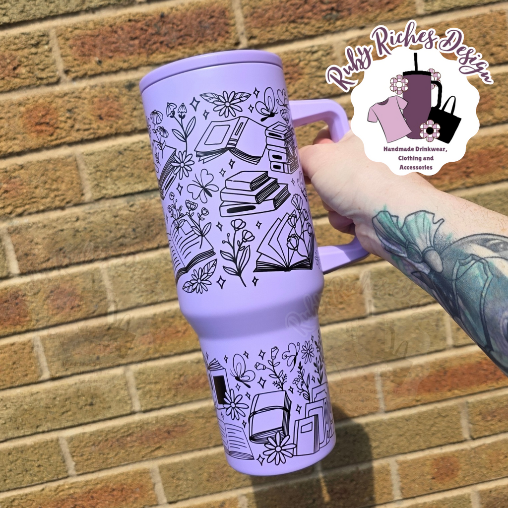 Sorry Im All Booked Up, Flip Lid 40oz Double Wall Insulated Metal Tumbler
