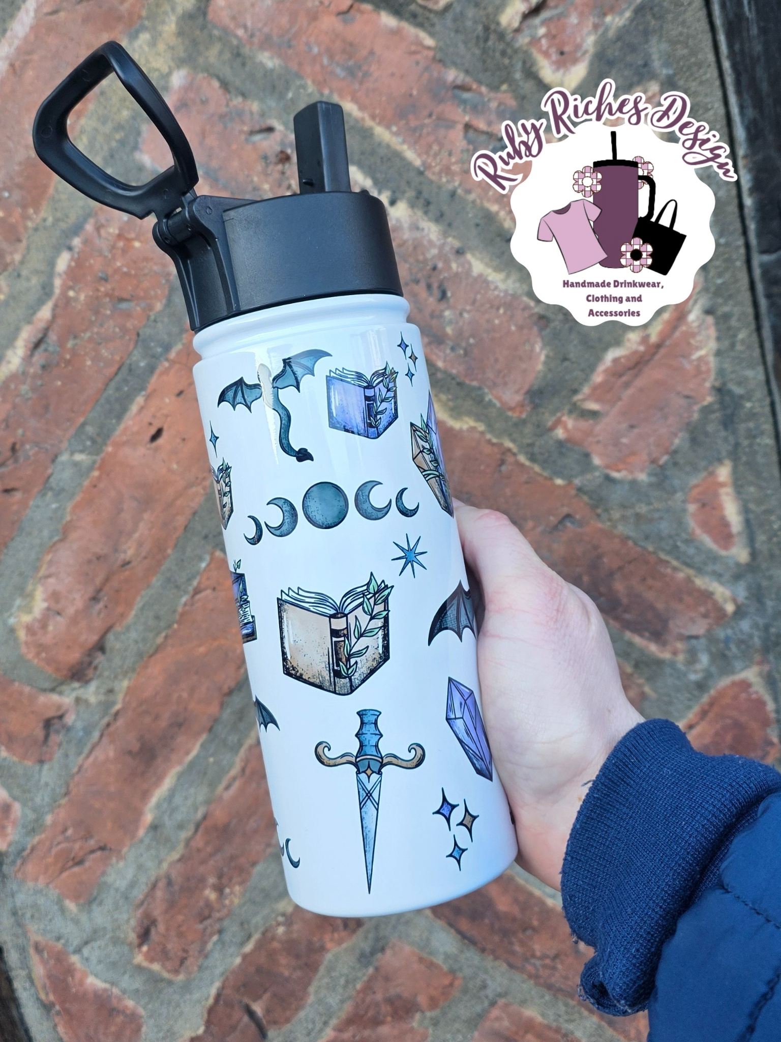 Dragon Fantasy Book Theme Flip Lid Tumbler