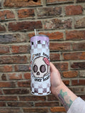 My Brain Is Overloaded Checkered 20oz Double Wall Insulated Metal Tumbler
