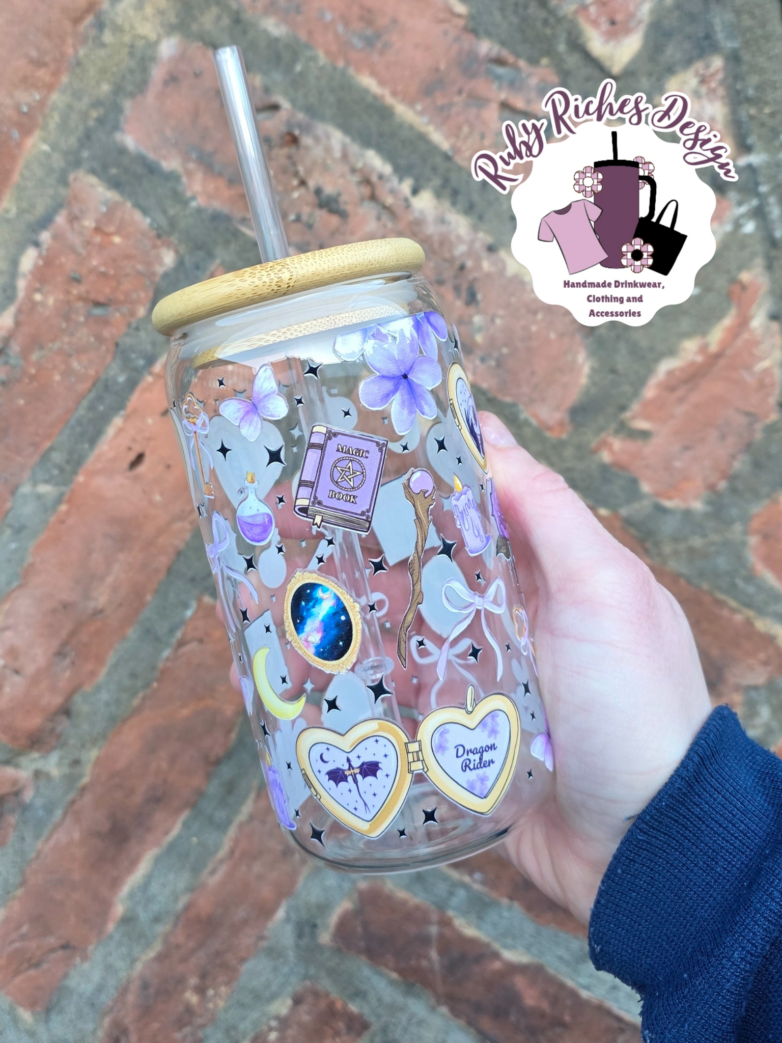 Purple Fantasy Book Club Glass Tumbler