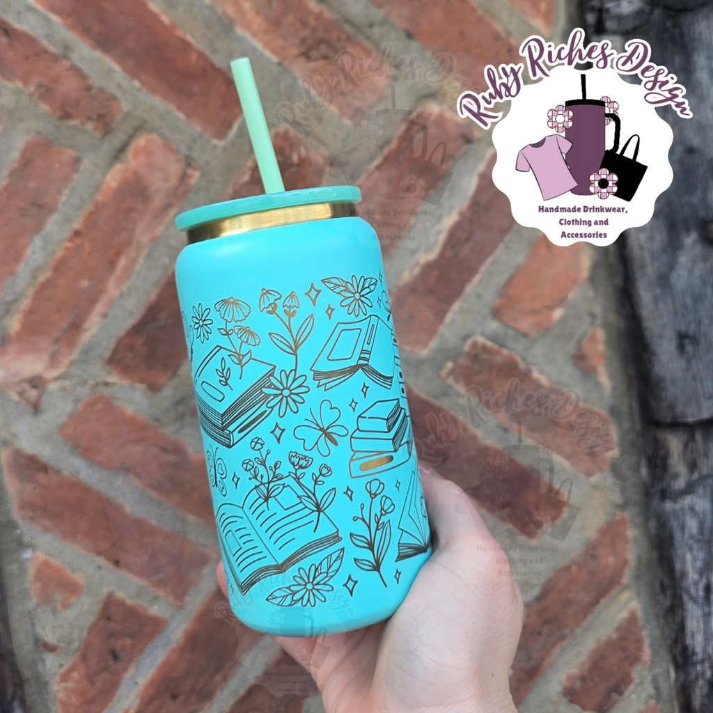 Teal Gold Plated Sorry im all booked up engraved Metal Tumbler