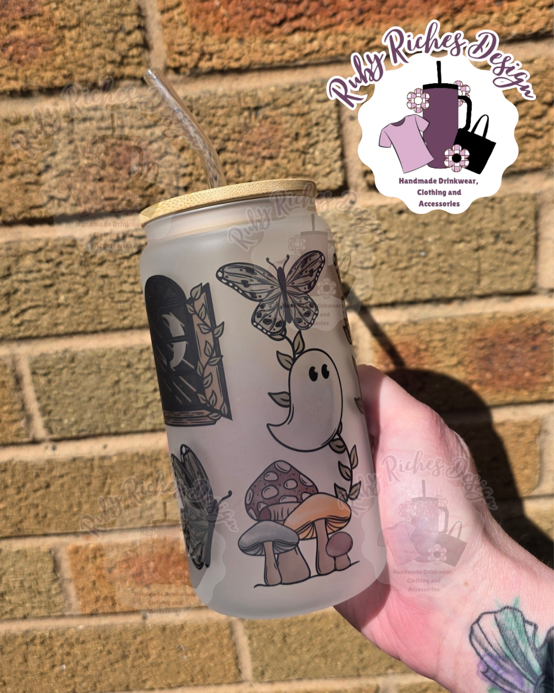 Cottagecore Ghostie Frosted Glass Tumbler