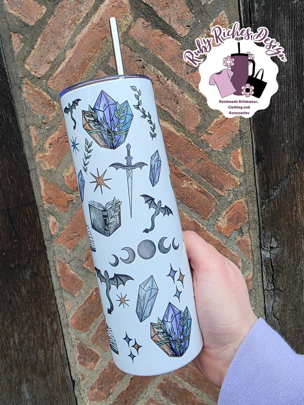 Dragon Fantasy Book Reader Theme 20oz Double Wall Insulated Metal Tumbler