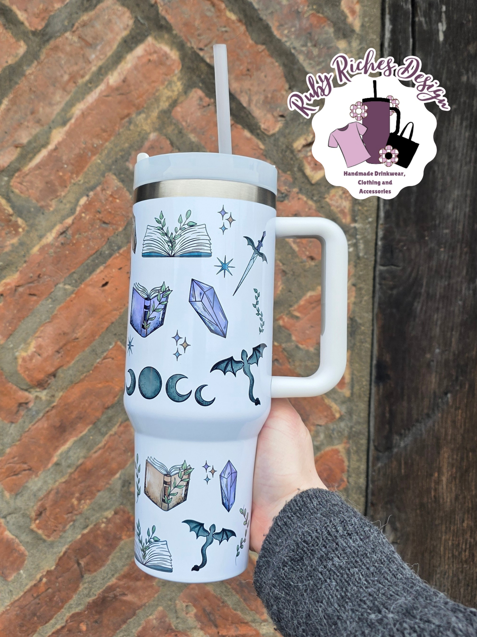 Dragon Fantasy Bookish Theme 40oz Metal Tumbler