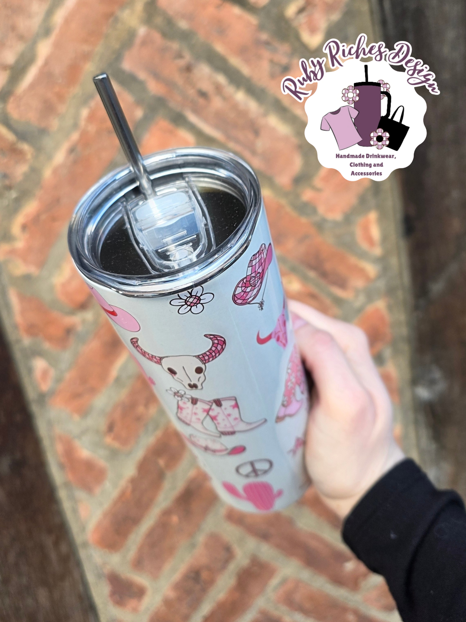 Pink Western Theme 20oz Metal Tumbler
