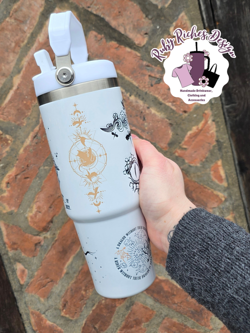 Bookish Fourth Wing Theme 30oz Leakproof Flip Lid Metal Tumbler