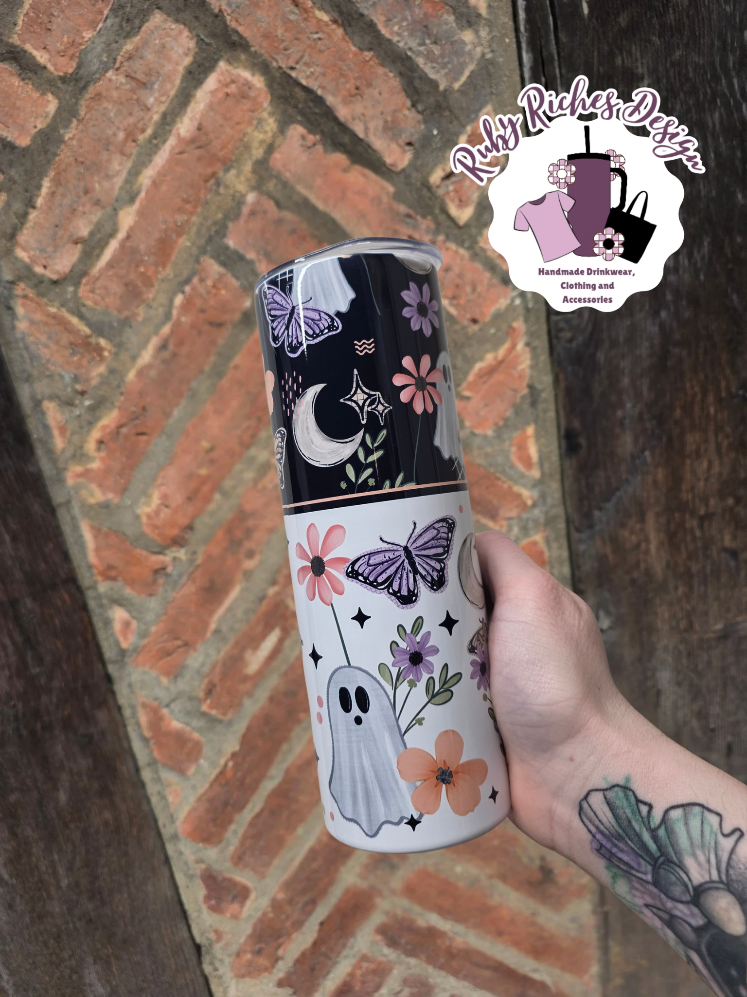 Spooky Spring Floral Ghost 20oz Double Wall Insulated Metal Tumbler