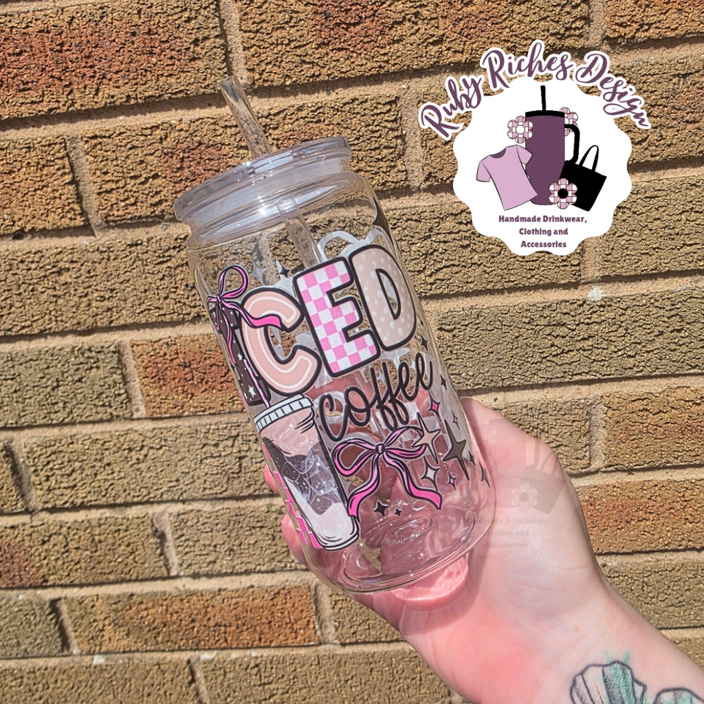 Iced Coffee Bows Theme 16oz Plastic Tumbler