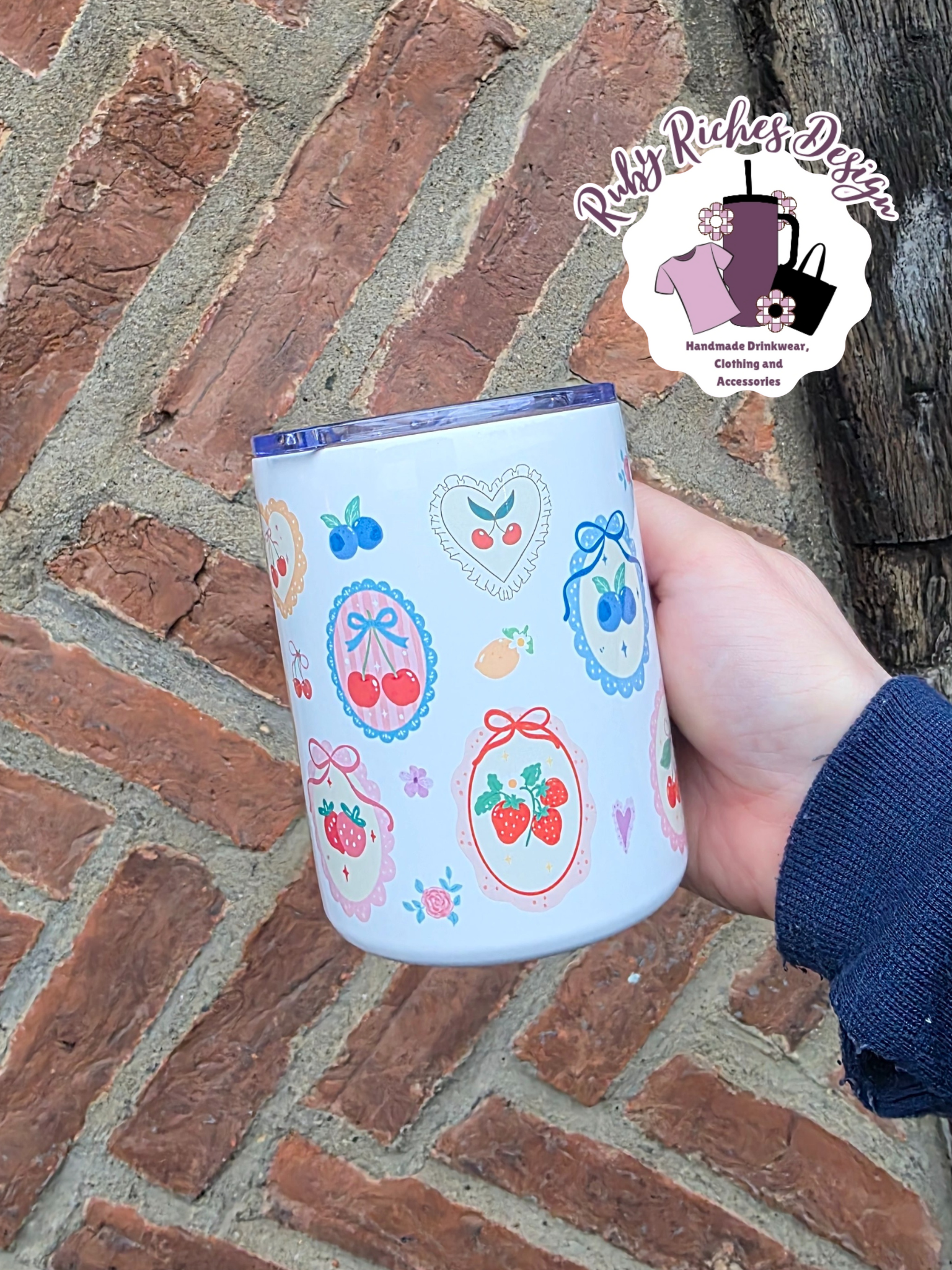 Fruity Frames 12oz Handle Travel Cup