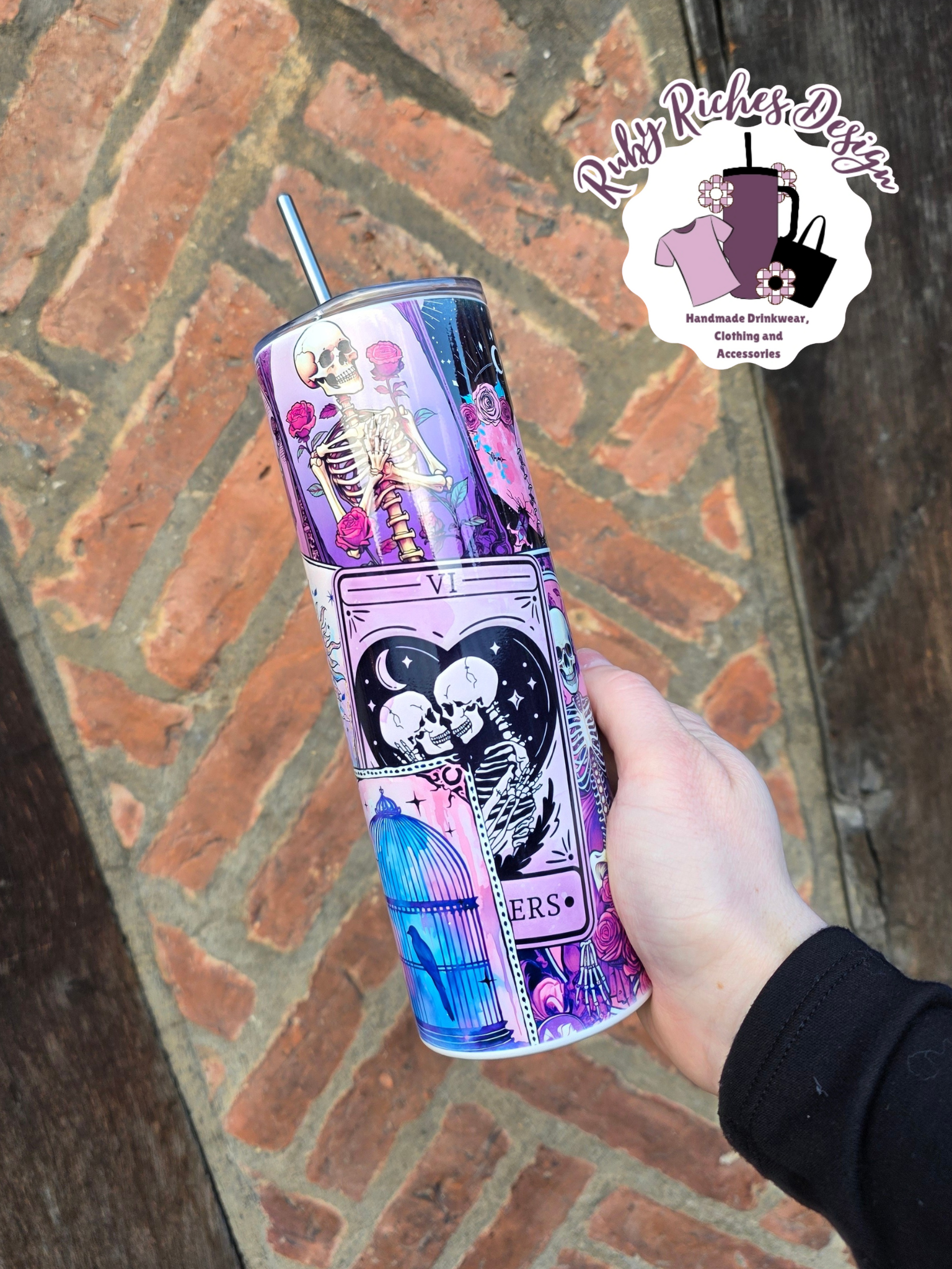 Purple Tarot Theme 20oz Double Wall Insulated Metal Tumbler