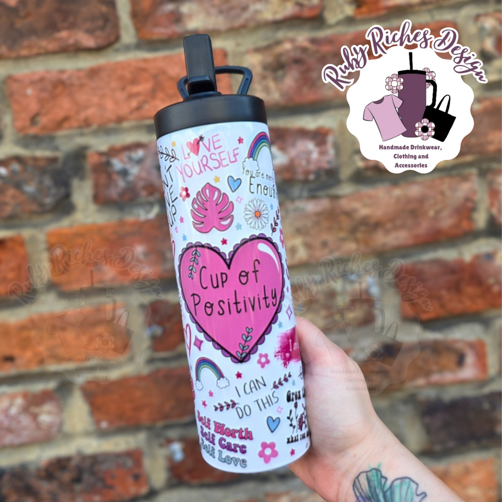 Cup Of Positivy Flip Lid Meatal bottle, with Double wall Insulation