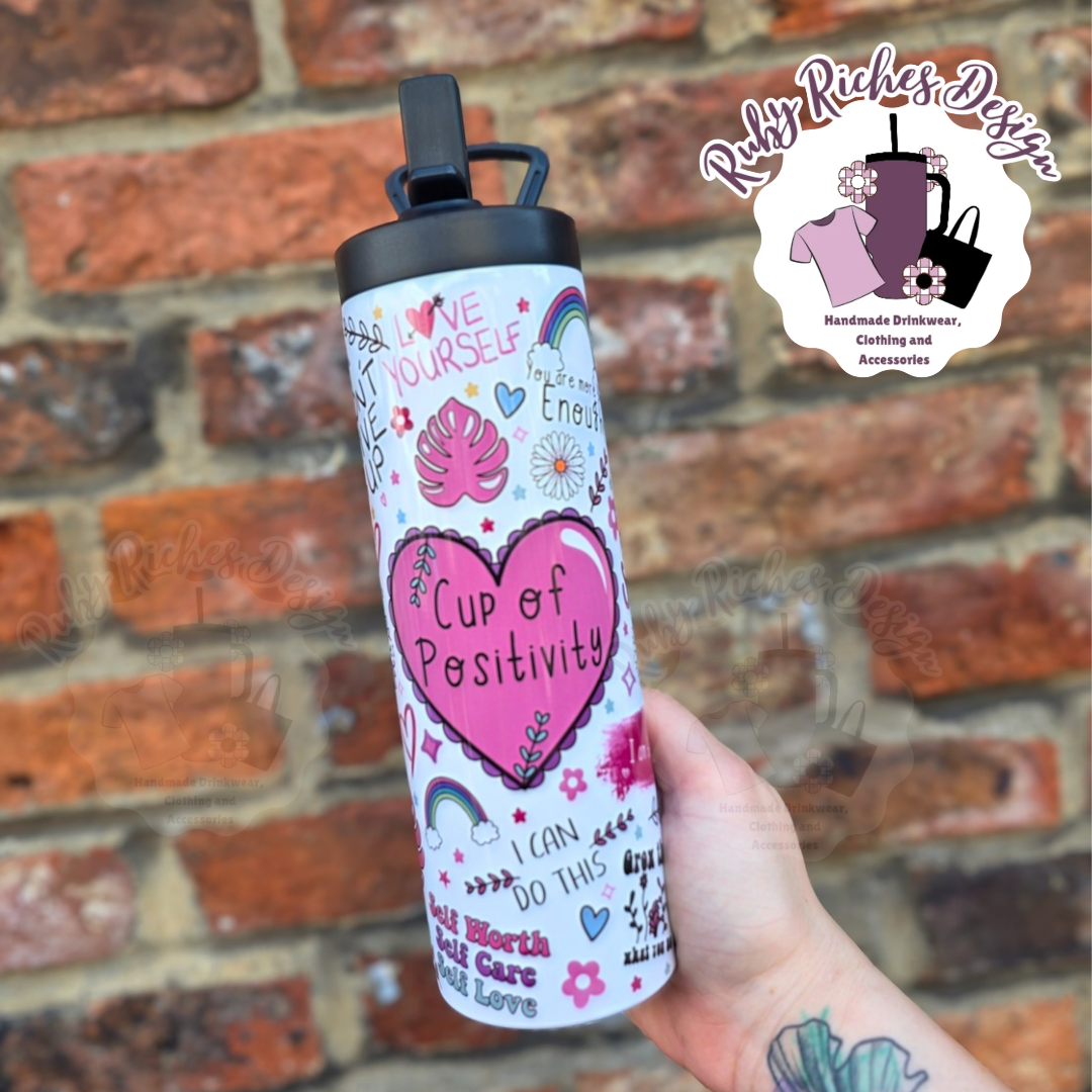 Cup Of Positivy Flip Lid Meatal bottle, with Double wall Insulation